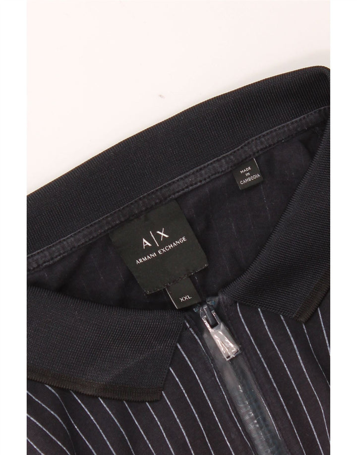 Armani Exchange Mens Polo Shirt 2XL Navy Blue Striped