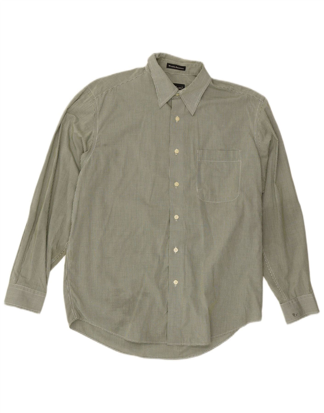 Eddie Bauer Mens Shirt Medium Green Gingham Cotton Classic