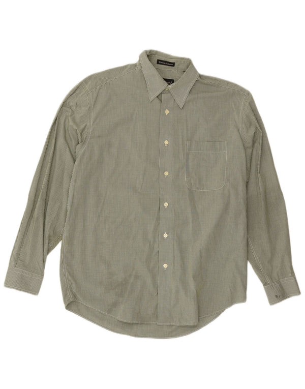 Eddie Bauer Mens Shirt Medium Green Gingham Cotton Classic