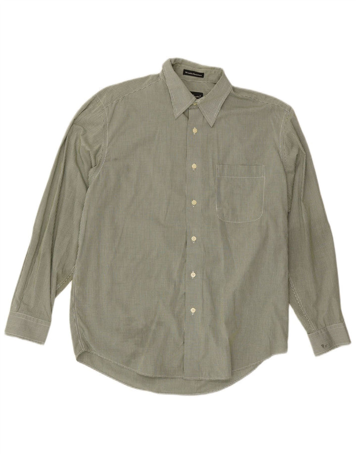 Eddie Bauer Mens Shirt Medium Green Gingham Cotton Classic