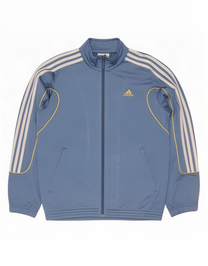 Adidas Boys Tracksuit Top Jacket 11-12 Years Blue Polyester