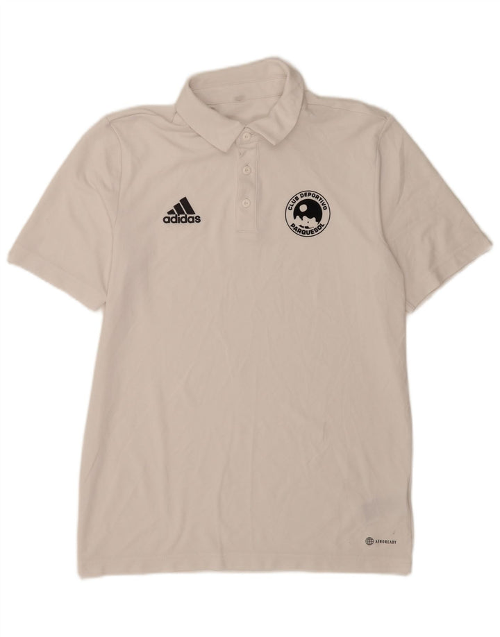 Adidas Mens Aeroready Polo Shirt Small White Polyester