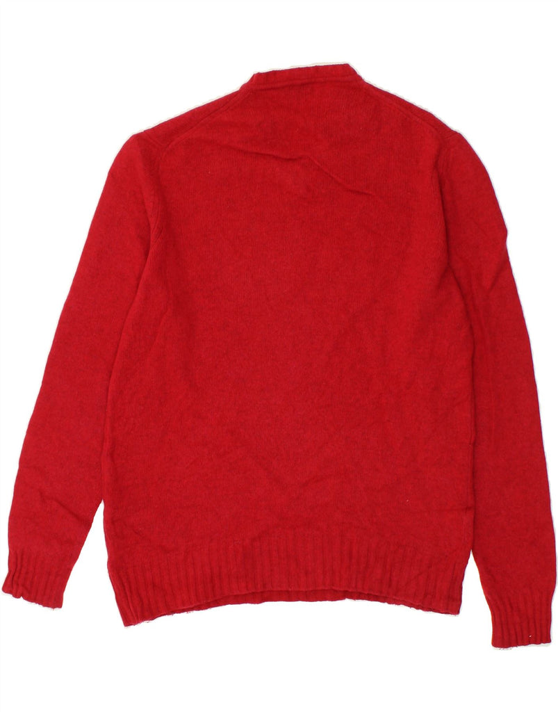 TRUSSARDI Mens V-Neck Jumper Sweater Medium Red Wool | Vintage Trussardi | Thrift | Second-Hand Trussardi | Used Clothing | Messina Hembry 