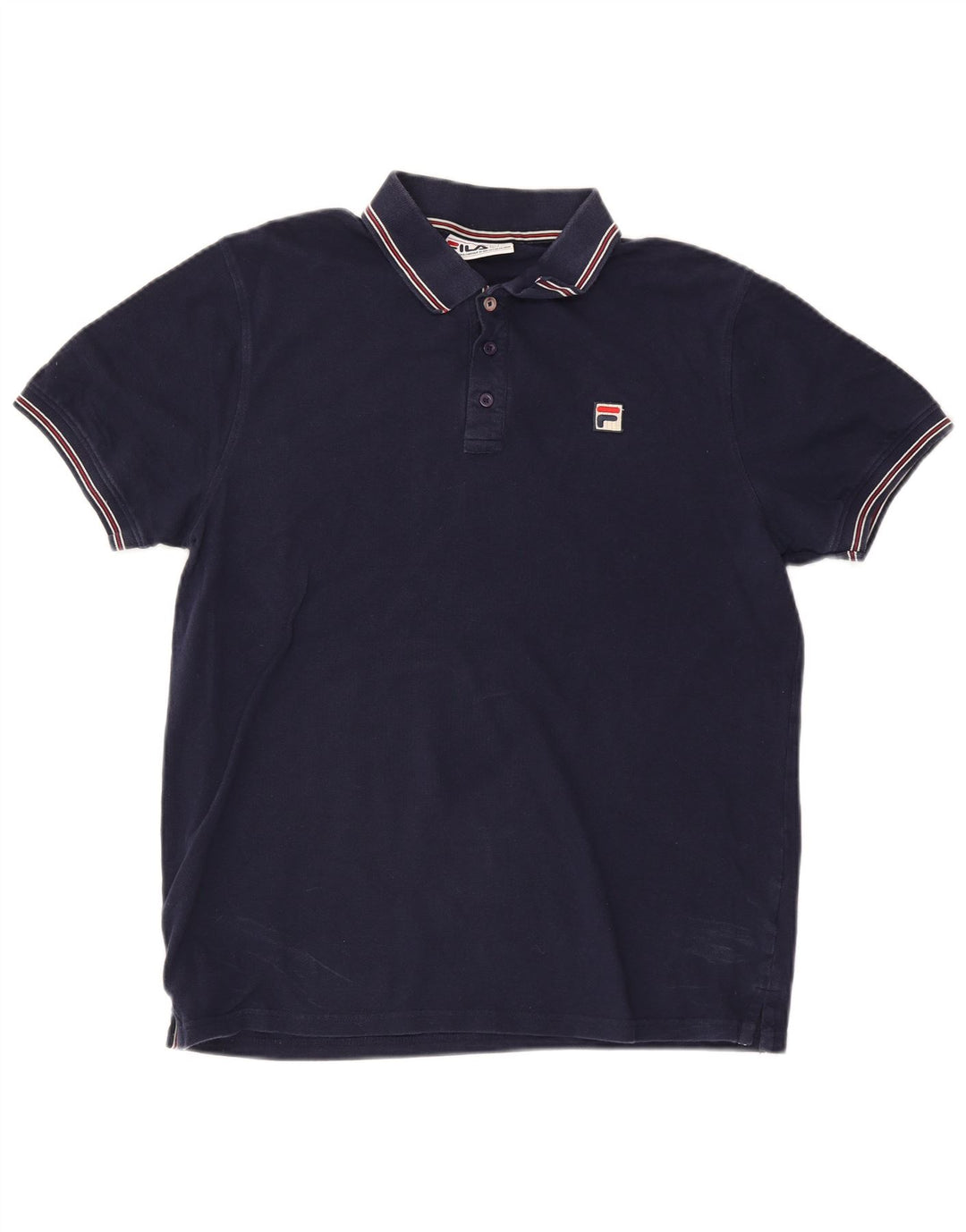 Fila Mens Polo Shirt Large Navy Blue Striped