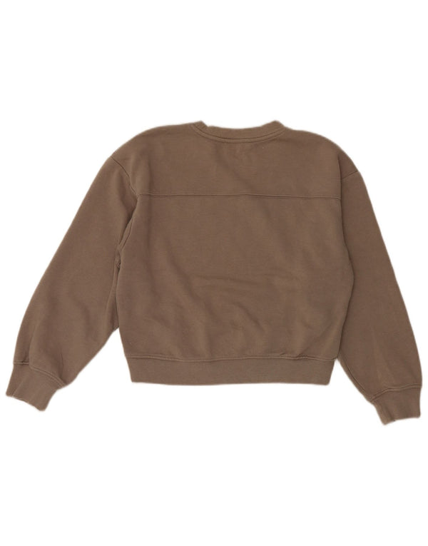 Zara Womens Crop Relaxed Fit Sweatshirt Jumper UK 8 Small Brown Cotton