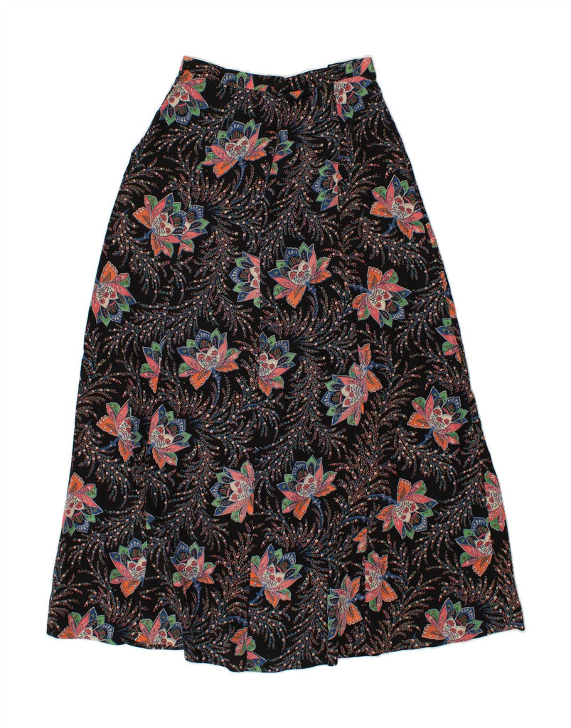 VINTAGE Womens Maxi Skirt EU 40 Medium W28 Black Floral Vintage Vintage and Second-Hand Vintage from Messina Hembry 