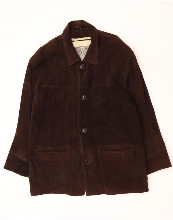 David Moore Mens Suede Windbreaker Coat IT 50 Large Brown Leather