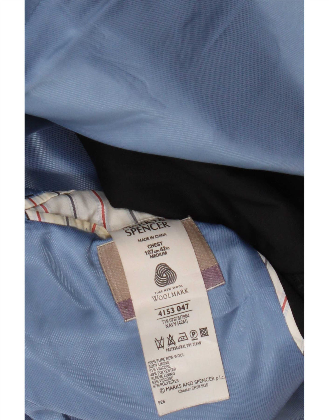 Marks & Spencer Mens 2 Button Blazer Jacket UK 42 Large Navy Blue New Wool