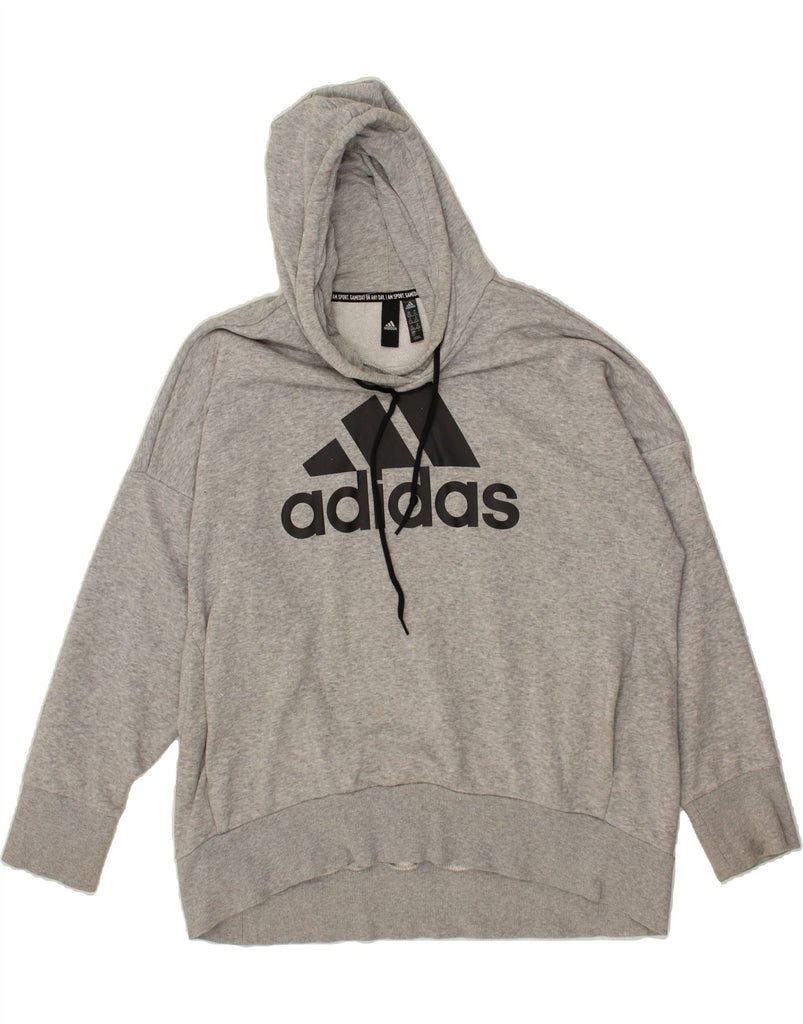 ADIDAS Womens Graphic Hoodie Jumper UK 24/26 2XL Grey Cotton | Vintage Adidas | Thrift | Second-Hand Adidas | Used Clothing | Messina Hembry 