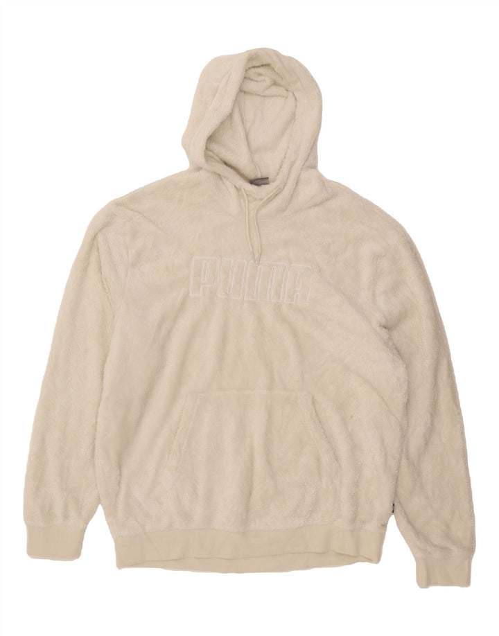 PUMA Womens Graphic Hooded Fleece Jumper UK 16 Large White Polyester Vintage Puma and Second-Hand Puma from Messina Hembry 