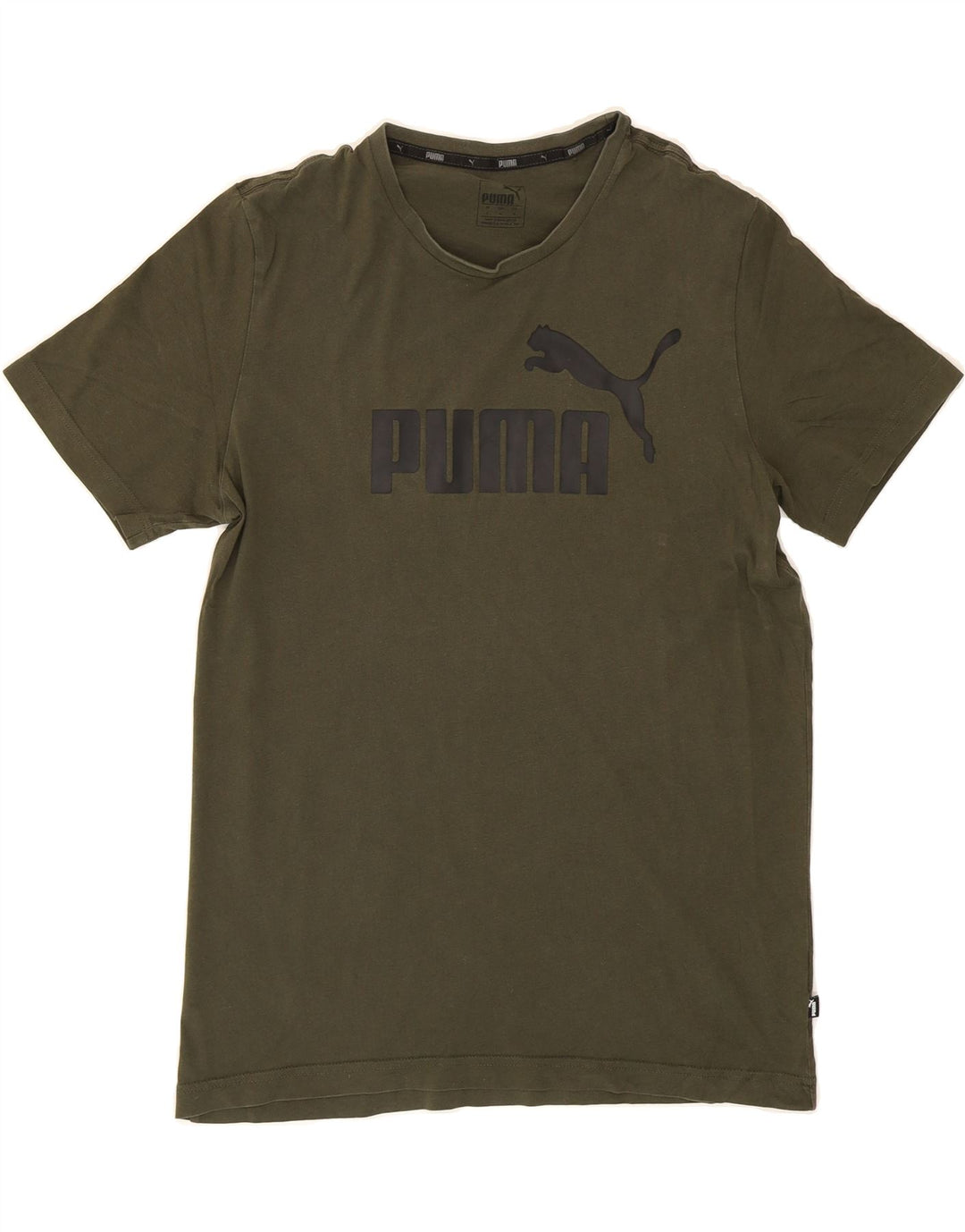 PUMA Mens Graphic T-Shirt Top Medium Khaki Cotton Vintage Puma and Second-Hand Puma from Messina Hembry 