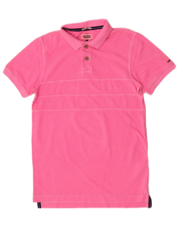 Tommy Hilfiger Mens Polo Shirt Medium Pink Cotton