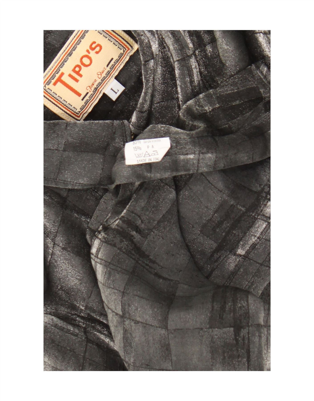 Tipo' S Mens Shirt Large Grey Geometric Viscose