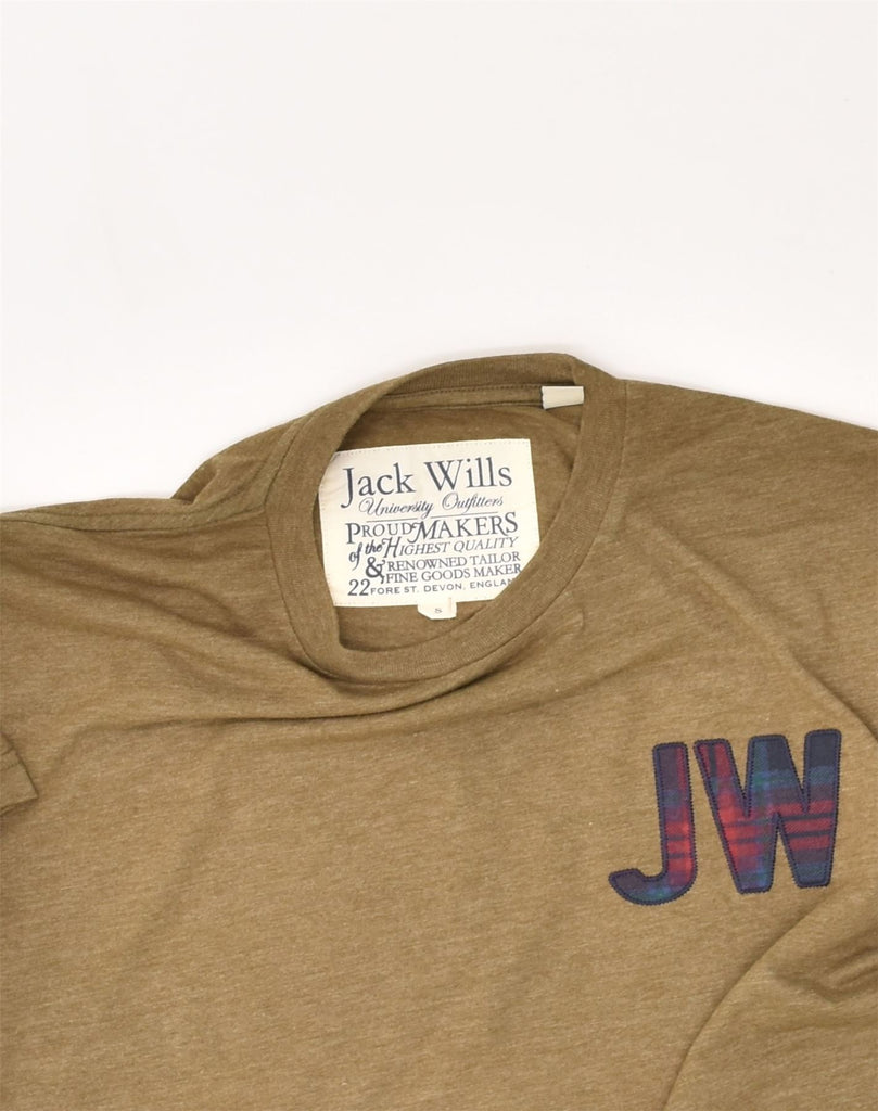 JACK WILLS Mens T-Shirt Top Small Khaki Cotton | Vintage Jack Wills | Thrift | Second-Hand Jack Wills | Used Clothing | Messina Hembry 