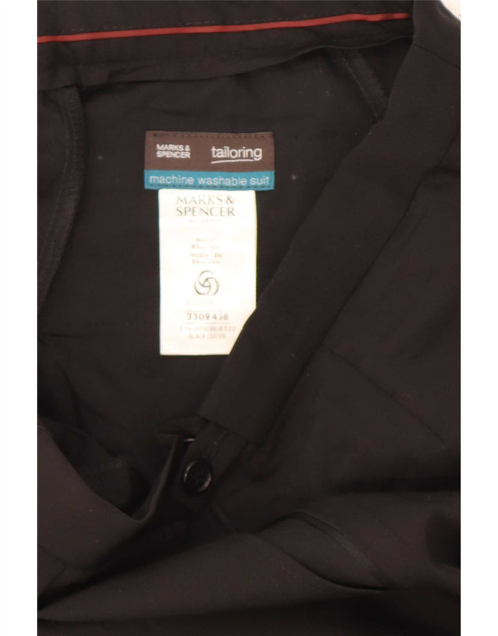 Marks & Spencer Mens Pegged Suit Trousers W32 L33 Black Polyester