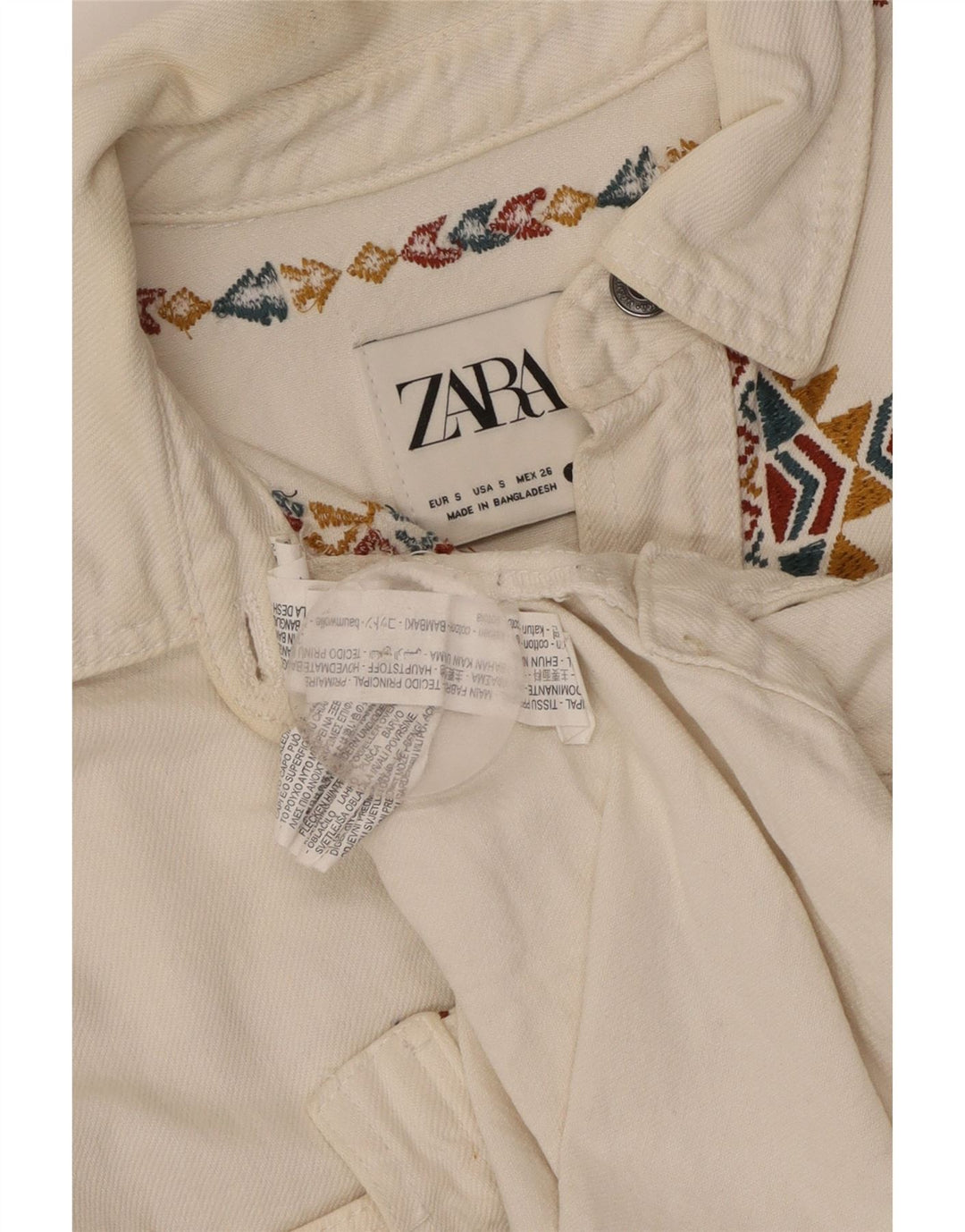 Zara Womens Oversized Shirt UK 10 Small White Geometric Cotton