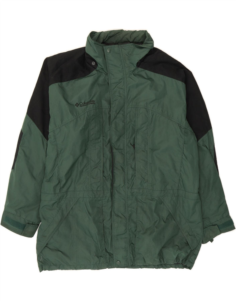 COLUMBIA Mens Rain Jacket UK 42 XL Green Colourblock Nylon Vintage Columbia and Second-Hand Columbia from Messina Hembry 