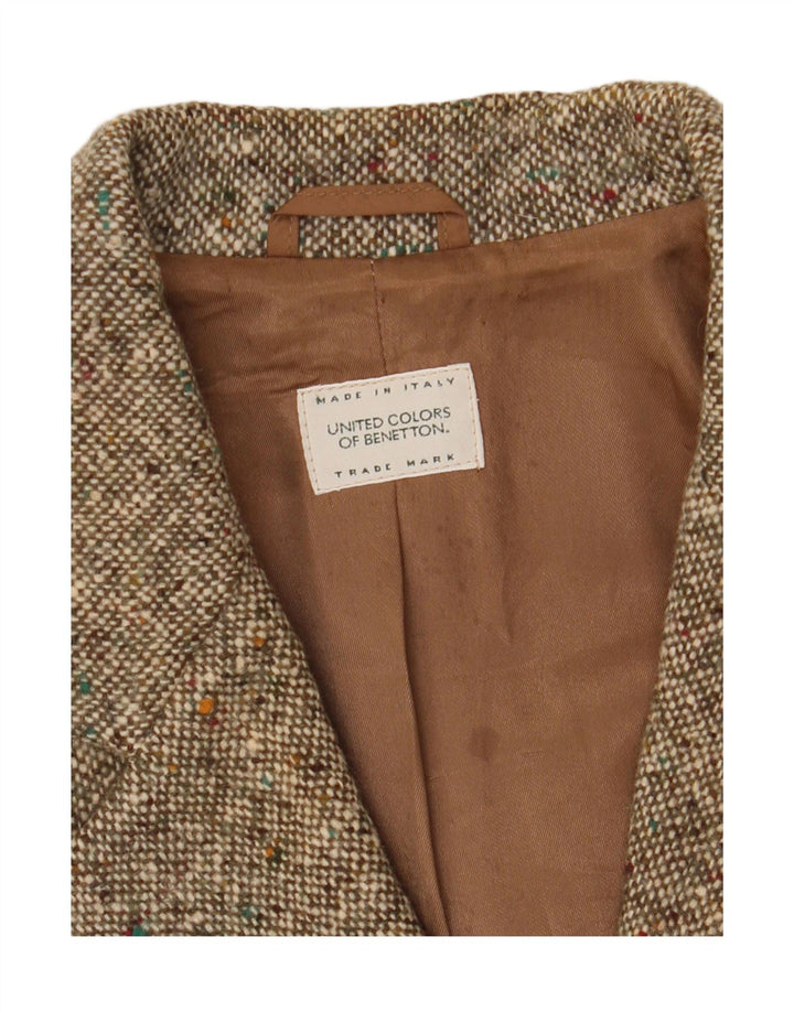 BENETTON Womens 3 Button Blazer Jacket IT 44 Medium Brown Flecked Viscose Vintage Benetton and Second-Hand Benetton from Messina Hembry 