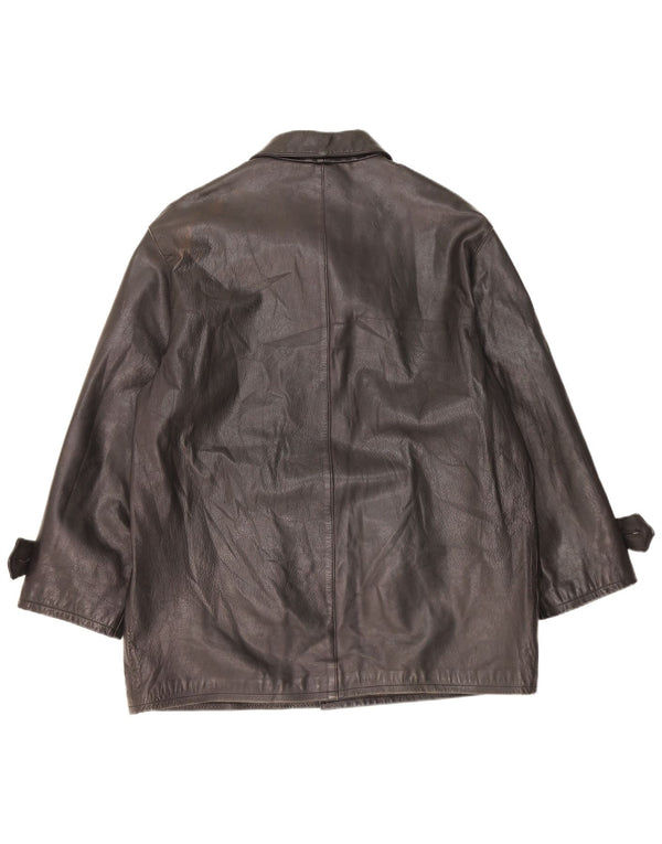 Daniel Hechter Mens Leather Jacket IT 52 XL Black