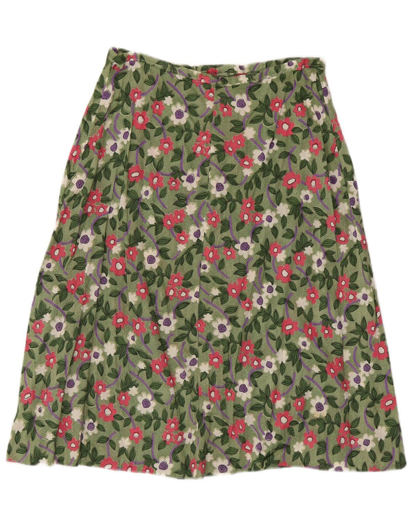 Vintage Womens A-Line Skirt W28 Medium Green Floral