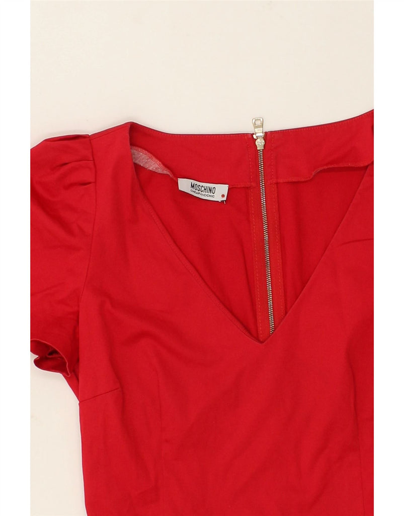 MOSCHINO Womens Sheath Dress UK 10 Small Red Cotton | Vintage Moschino | Thrift | Second-Hand Moschino | Used Clothing | Messina Hembry 