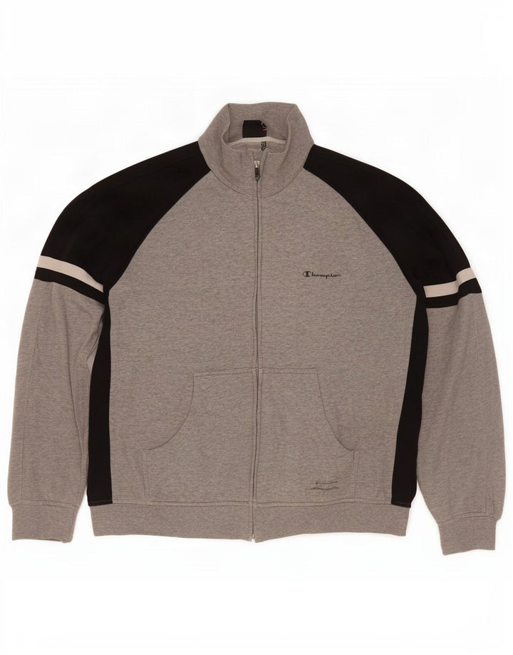 Champion Mens Tracksuit Top Jacket XL Grey Colourblock Cotton