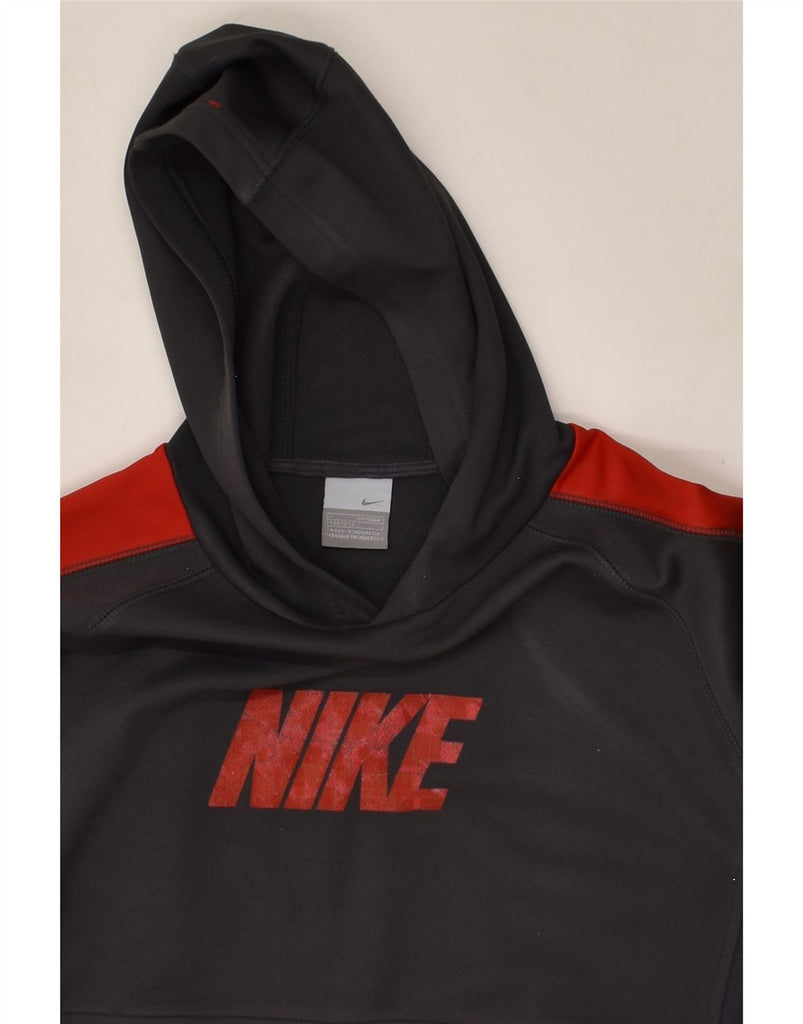 NIKE Boys Graphic Hoodie Jumper 12-13 Years Large Black Polyester | Vintage Nike | Thrift | Second-Hand Nike | Used Clothing | Messina Hembry 