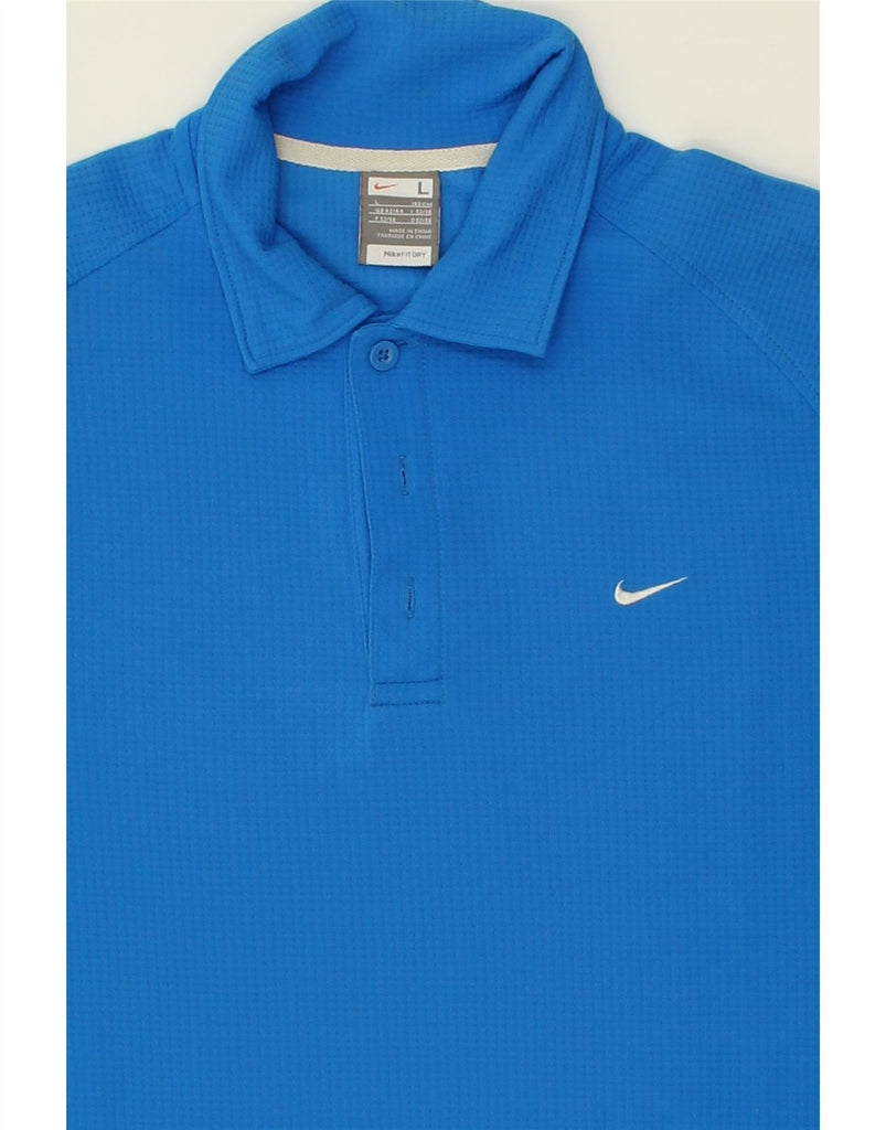 NIKE Mens Fit Dry Polo Shirt UK 42/44 Large Blue Polyester | Vintage Nike | Thrift | Second-Hand Nike | Used Clothing | Messina Hembry 