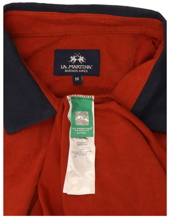 La Martina Mens Long Sleeve Polo Shirt Medium Red Cotton