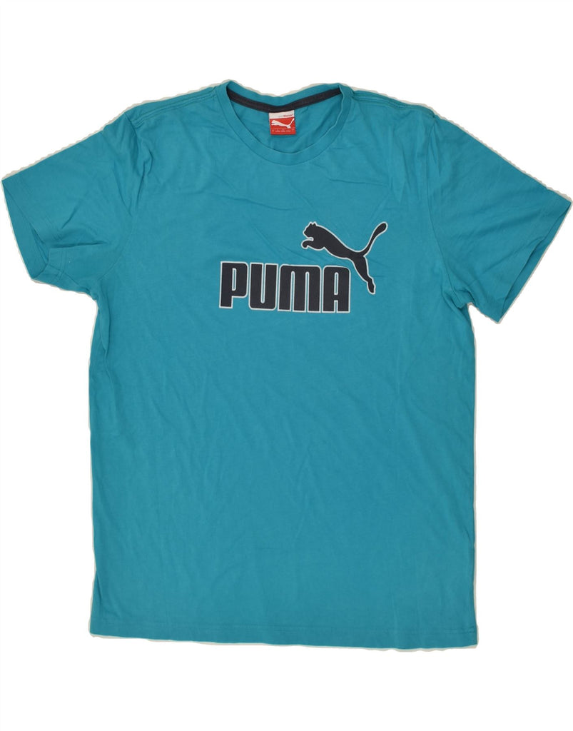 PUMA Mens Graphic T-Shirt Top Large Blue Cotton | Vintage Puma | Thrift | Second-Hand Puma | Used Clothing | Messina Hembry 