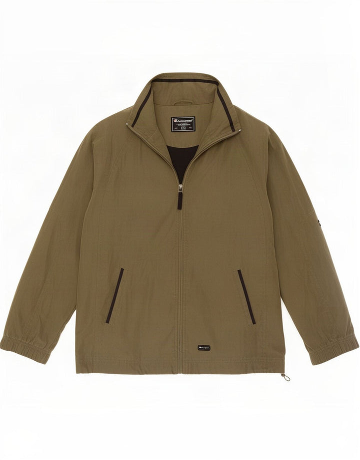 Champion Mens Tracksuit Top Jacket Medium Khaki Polyester
