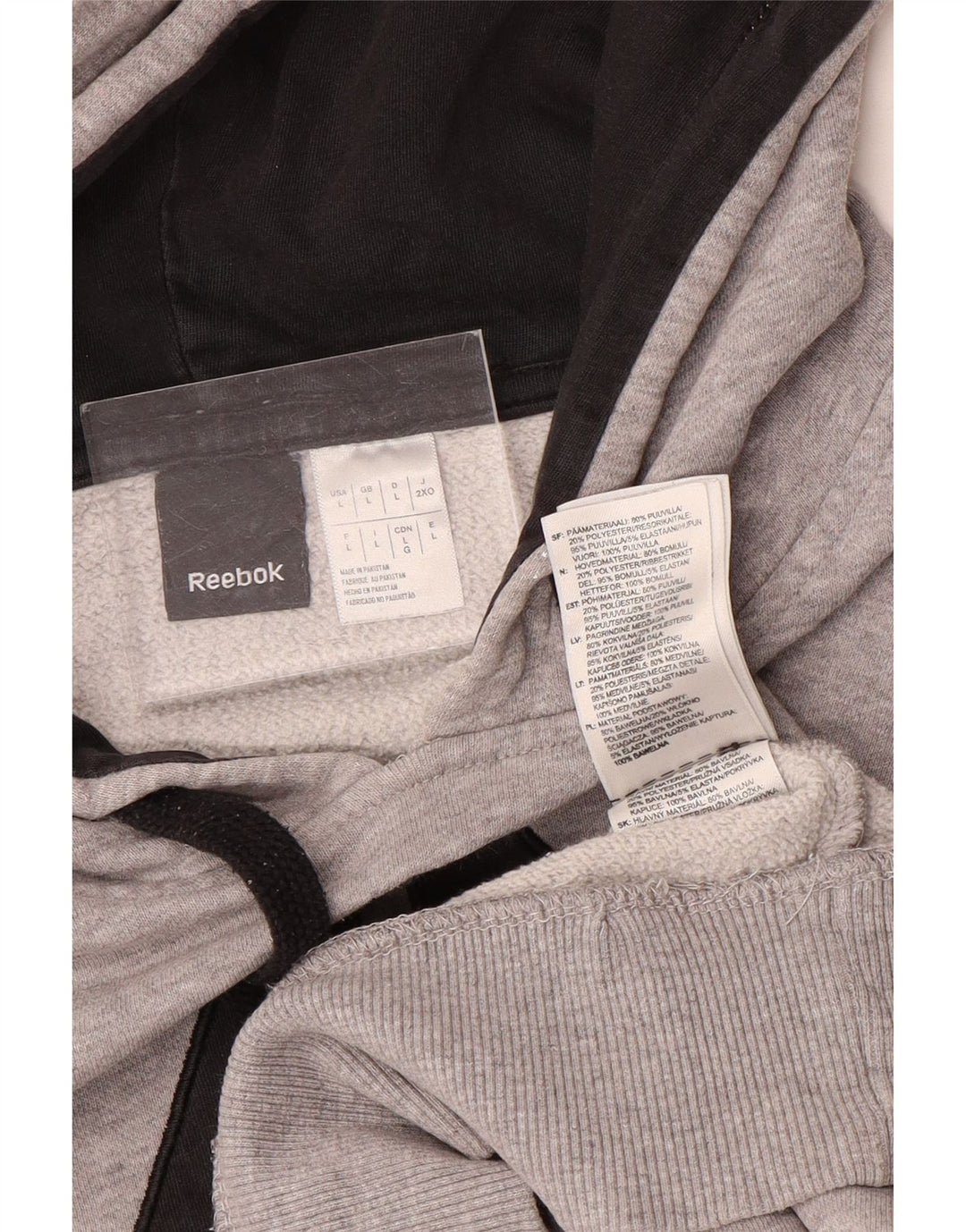 Reebok Mens Graphic Hoodie Jumper Large Grey Cotton