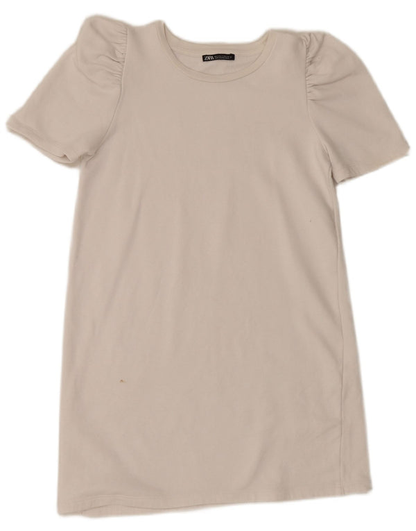 Zara Womens T-Shirt Dress UK 10 Small White Cotton