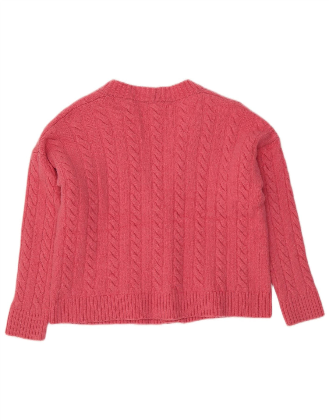 BENETTON Womens Crop Cardigan Sweater UK 14 Medium Pink Wool