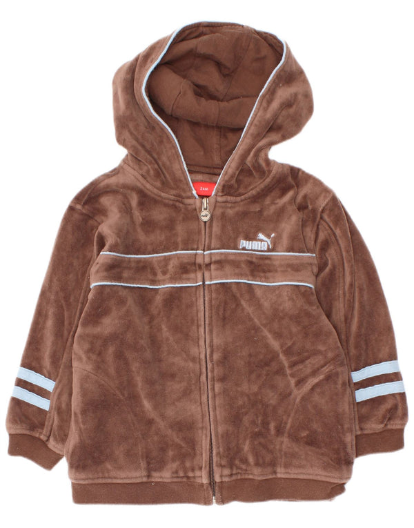 Puma Baby Boys Velour Zip Hoodie Sweater 18-24 Months Brown Colourblock