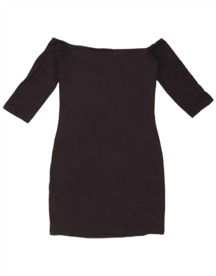 ADIDAS Womens 3/4 Sleeve Off Shoulder Dress UK 8 Small Black Cotton