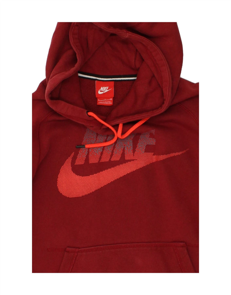 NIKE Womens Graphic Hoodie Jumper UK 10 Small Red Cotton | Vintage Nike | Thrift | Second-Hand Nike | Used Clothing | Messina Hembry 