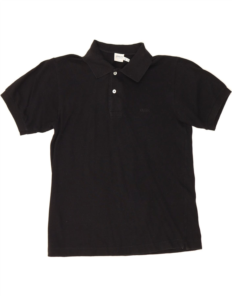 ARMANI Mens Polo Shirt Medium Black Cotton Vintage Armani and Second-Hand Armani from Messina Hembry 