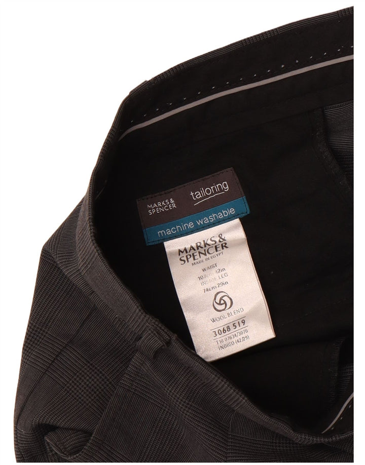 Marks & Spencer Mens Tailored Crop Suit Trousers W42 L26 Navy Blue