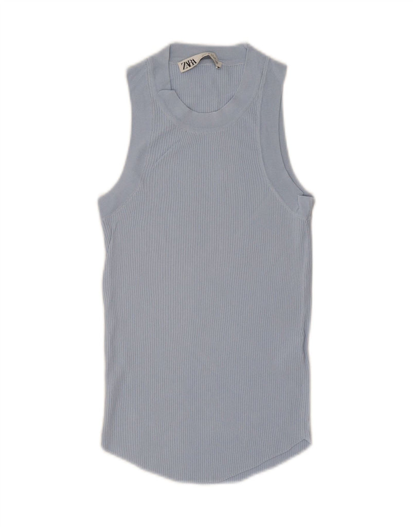 ZARA Womens Vest Top UK 8 Small Blue Viscose Vintage Zara and Second-Hand Zara from Messina Hembry 