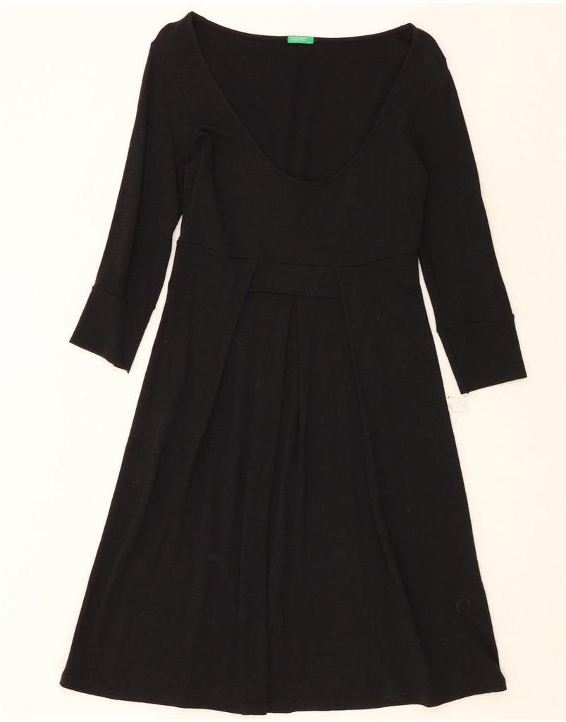 BENETTON Womens 3/4 Sleeve A-Line Dress UK 10 Small Black Vintage Benetton and Second-Hand Benetton from Messina Hembry 