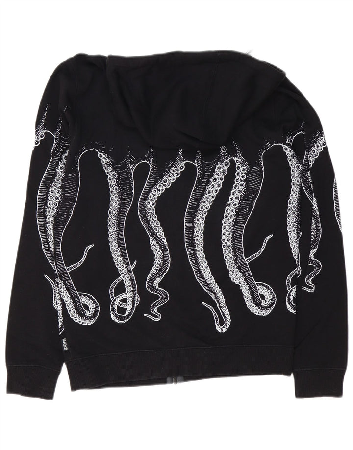 Octopus Mens Graphic Zip Hoodie Sweater Small Black Cotton