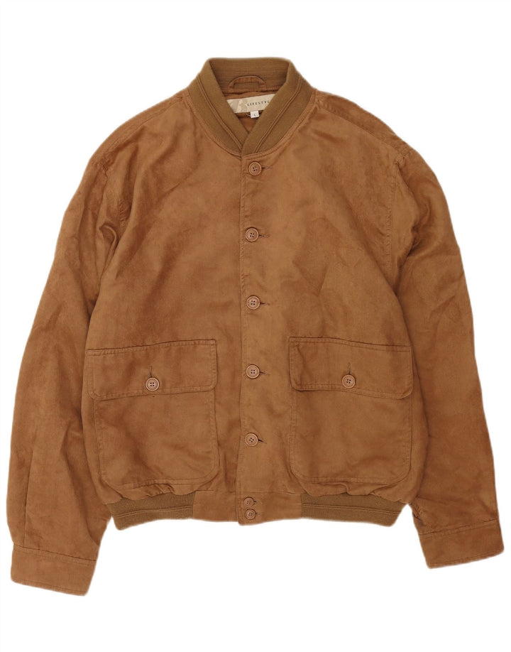 Vintage Mens Suede Bomber Jacket UK 40 Large Beige