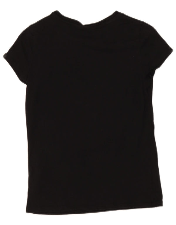Puma Girls Graphic T-Shirt Top 14-15 Years Large Black Cotton
