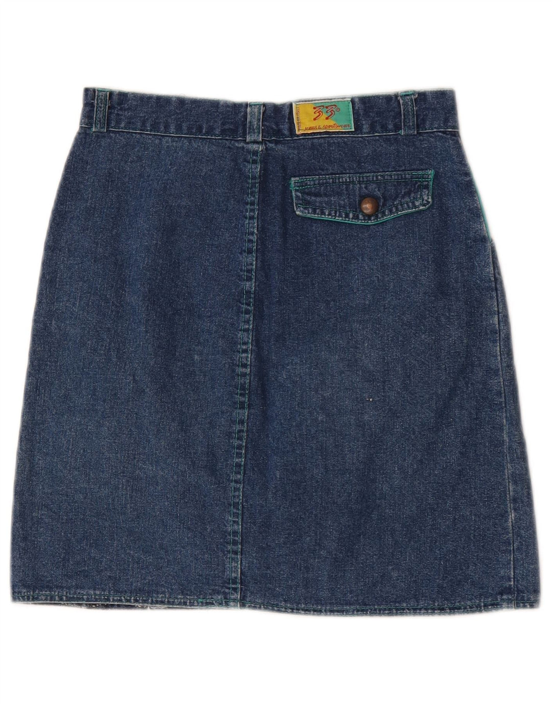 Vintage Womens Mini Denim Skirt W26 Small Navy Blue Colourblock