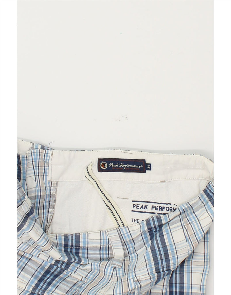 PEAK PERFORMANCE Mens Cargo Shorts W34 Large Blue Check Cotton Vintage Peak Performance and Second-Hand Peak Performance from Messina Hembry 