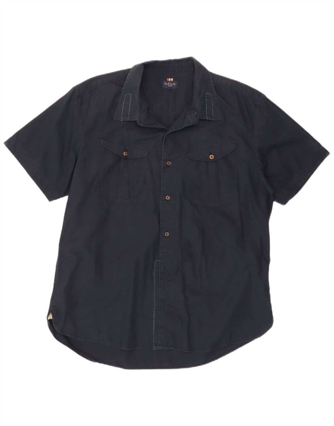 Paul Smith Mens Short Sleeve Shirt 2XL Navy Blue Cotton