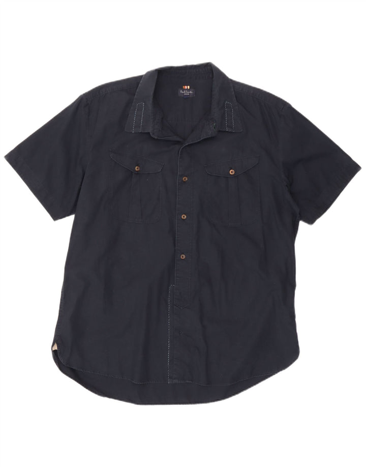 Paul Smith Mens Short Sleeve Shirt 2XL Navy Blue Cotton