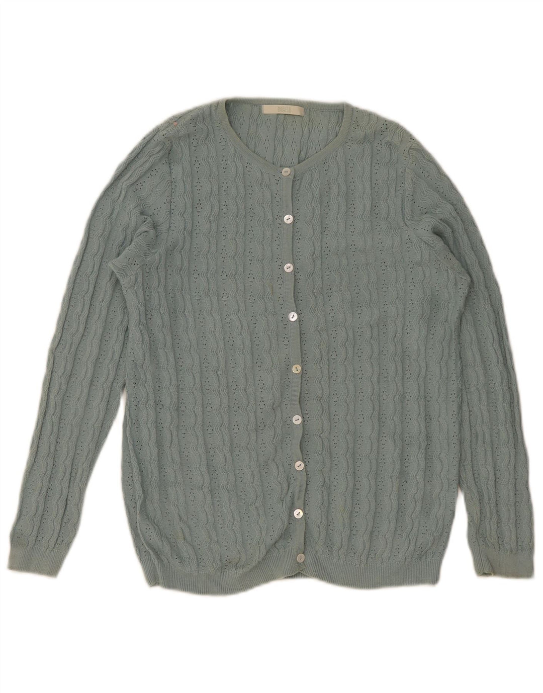 Marks & Spencer Womens Cardigan Sweater UK 8 Small Green Cotton