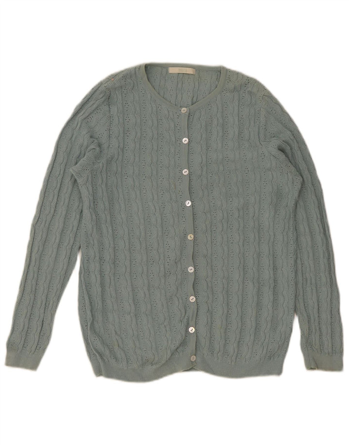 Marks & Spencer Womens Cardigan Sweater UK 8 Small Green Cotton